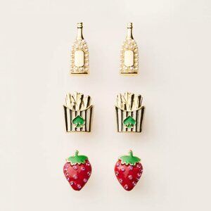 Mixed Novelty Stud Earrings 3pk - kate spade new york x Target Red/Green/Gold